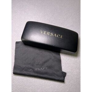 Versace Sunglasses Eyeglasses Leather Hard Clamshell Case with Cleaning Cloth